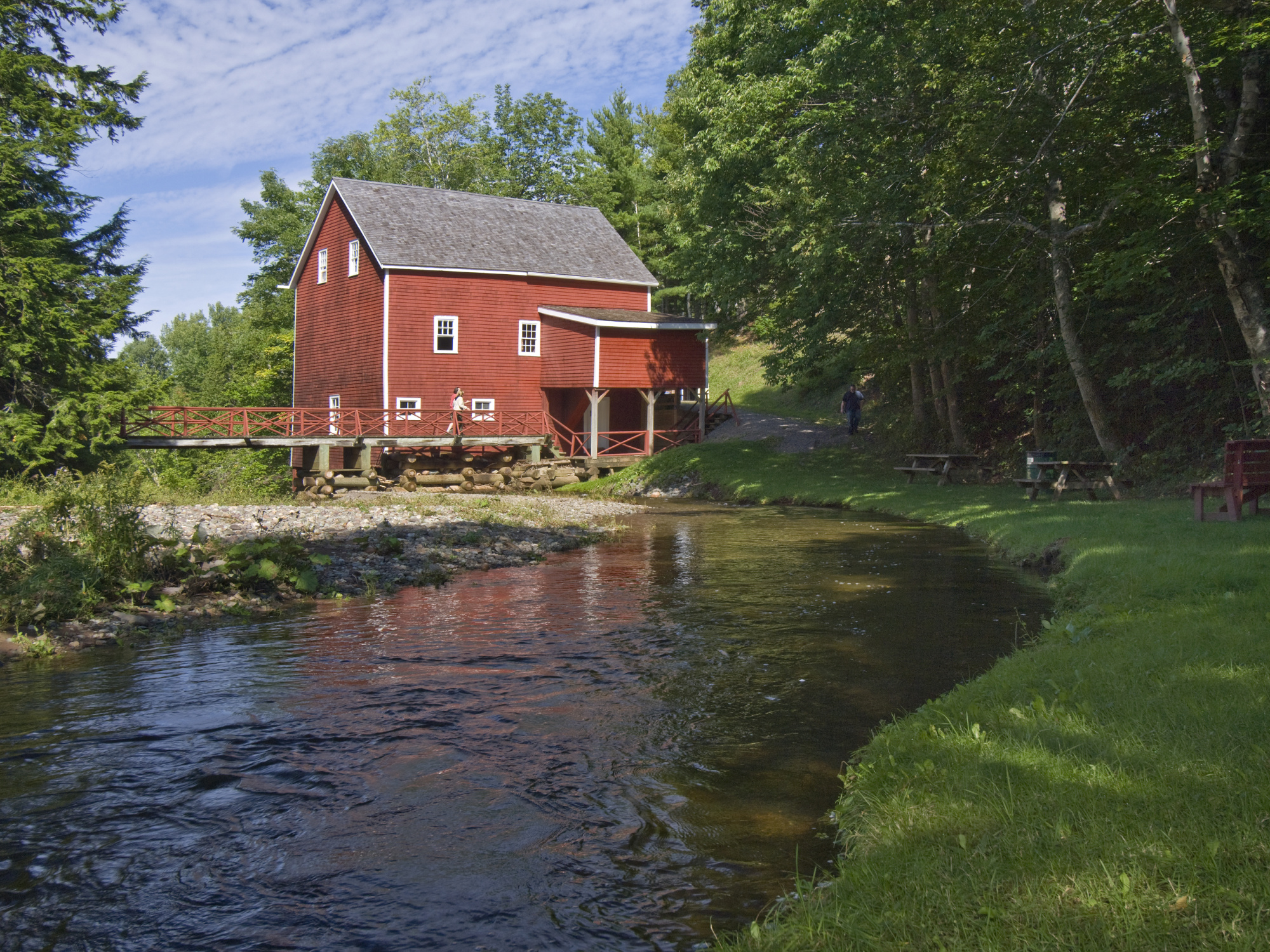 Balmoral Grist Mill, river in the foreground.